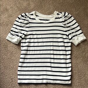 Navy/White striped puff sleeve top